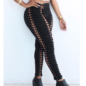Lace Up Black Pants